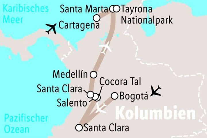 Kolumbien Route