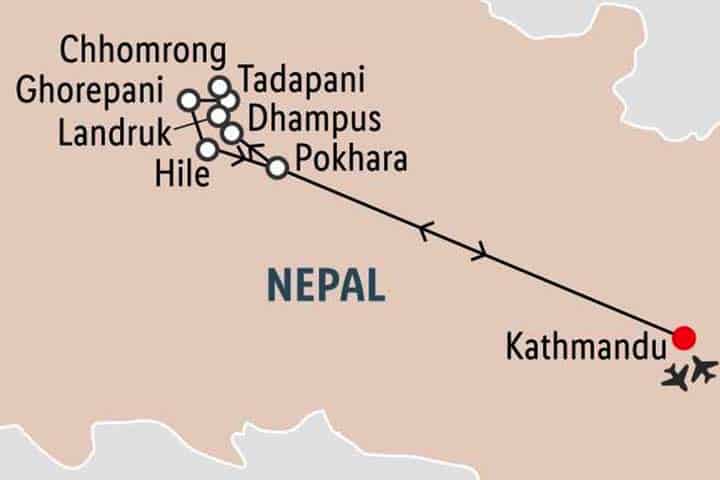 Nepal Rundreise Route